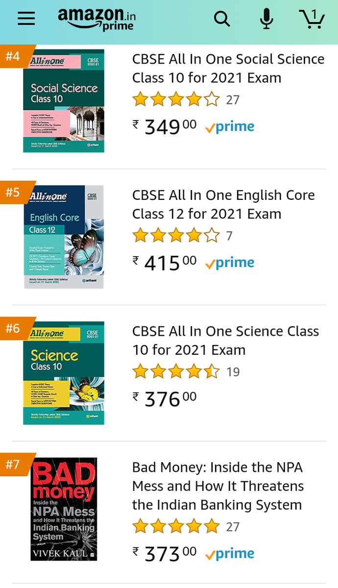 kaul_vivek's tweet photo. My book #BadMoney is now number 7 on the list of hot new releases on Amazon. The highest it has reached.
Amish's Legend of Suheldev is number 1 and Urjit Patel's Overdraft is number 2.
Never thought that a niche book on economics and finance, will find the audience that it has. https://t.co/ajTcSQwBaP