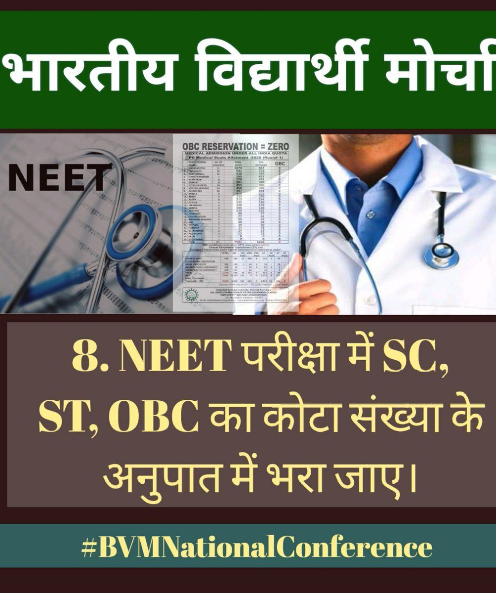 विद्यार्थी पर हो रहे अन्याय अत्याचार को दूर करणे के लिये।
#BVMNationalConference 

@KiranCh51836209 @MNtvNews @ProfVilas @MrSunil11467081 @sanu_1369 @rpvm2017 @ArmyCaste @GurjinderGautam @LaliSidhu8