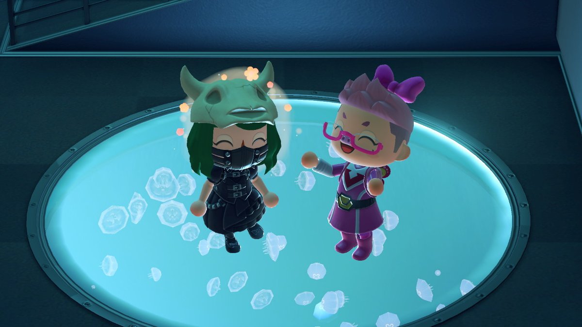 TrashMyAsh's tweet photo. Aquarium date with my goth queen <3 #AnimalCrossing #ACNH #NintendoSwitch https://t.co/S9bW4TMM8w