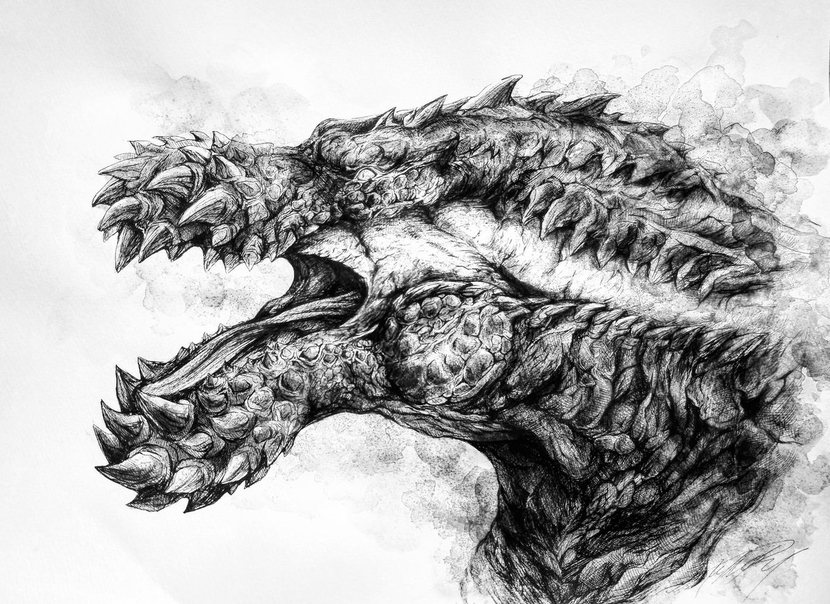 #絵をモノクロにするとかっこいい 
#MHWアイスボーン 
カラフルなのもいいけど白黒も好き☺ 