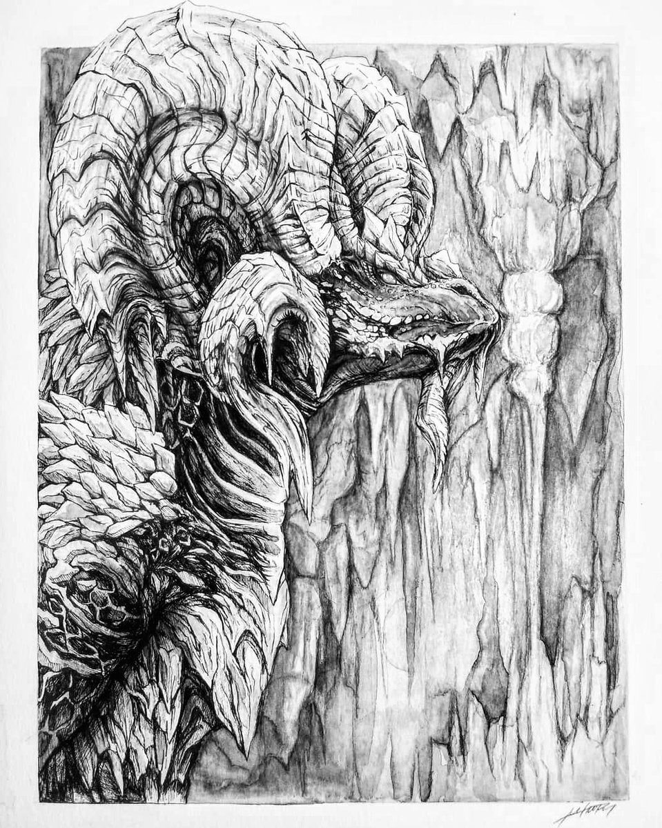 #絵をモノクロにするとかっこいい 
#MHWアイスボーン 
カラフルなのもいいけど白黒も好き☺ 