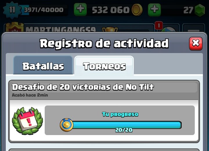 Casi se me olvida en mi cuenta jajaja en,1 hora se logro