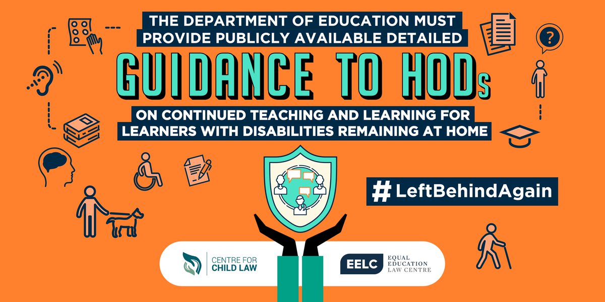 EElawcentre's tweet photo. #SafeSpecialSchools #LeftBehindAgain ✊ | Learners need very specific educational and therapeutic support services while they remain at home, @DBE_SA must provide
detailed guidance to HODs on continued teaching & learning for learners with disabilities remaining at home. https://t.co/srQ425oynI