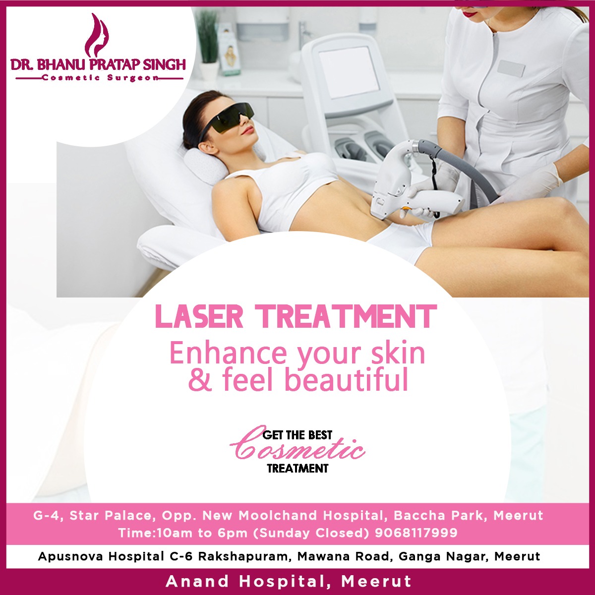 Dr_Bhanu_Pratap's tweet photo. Stay carefree to look good on every occasion. Enhance your skin and feel beautiful with Laser Treatment by @drbhanupratap_1
#LaserTreatment #Safe #Secure #LipSurgery #DimpleSurgery #BeautifulLook #Newlook #Gynecomastia #CosmeticSurgeon #BreastImplants #DrBhanuPratap https://t.co/tb7Mp9RXii