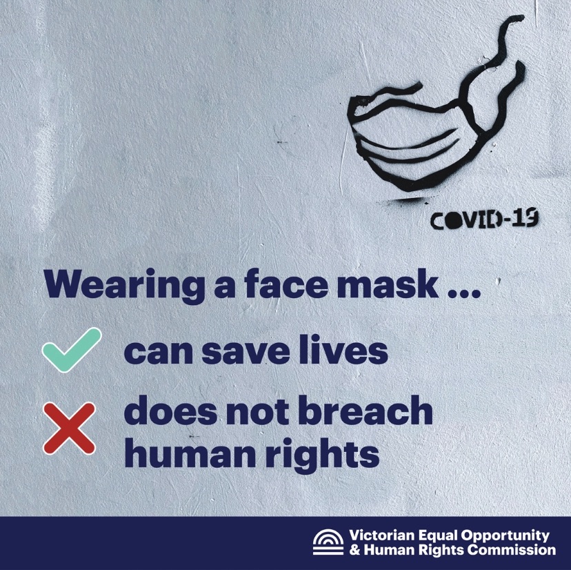 In recent days, we've heard some people claim that the requirement to wear a face mask in Melbourne and the Mitchell Shire breaches their human rights. 

It doesn’t. 

Get the facts: humanrights.vic.gov.au/news/the-requi…