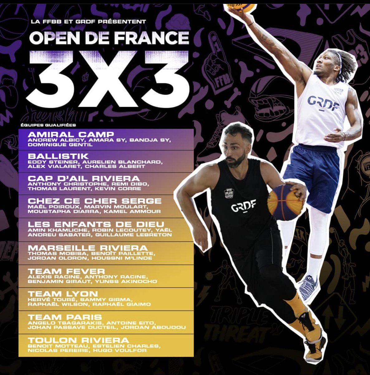 Notre association <a href="/Riviera3x3/">French Riviera 3x3</a> place (encore) 3 équipes de <a href="/MaRegionSud/">Région Sud</a> sur l' Open de France <a href="/3x3Ffbb/">3x3 FFBB</a> présenté par <a href="/GRDF/">GRDF</a> ! 3 villes seront représentées :

🏀 <a href="/marseille/">Ville de Marseille</a> #Riviera
🏀 <a href="/VilleDeToulon/">Ville de Toulon</a> #Riviera
🏀 <a href="/capdailofficiel/">Ville de Cap d'Ail</a> #Riviera

Pari tenu <a href="/CE_CotedAzur/">Caisse d'Epargne Côte d'Azur</a> 🤝🙂