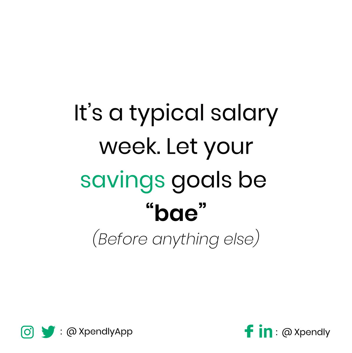 XpendlyApp's tweet photo. It's MoneyMoveMonday!
.
Remember that amount you promised to save at the end of the month? 
Well, here's the time. Check that as priority✅

#Xpendly #personalfinance #savings #money #bae #mondays #moneymonday https://t.co/DaVw07RQT7