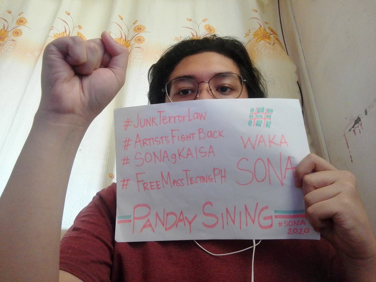 koythesaurus's tweet photo. Hindi man nakasama sa lansangan, magsasalita pa rin para sa mga kababayan #SONA2020
#JunkTerrorLaw
#ArtistOnTwitter
#SONAgKAISA
#FreeMassTestingPH
#WakaSONA2020
#FREECAVITE62 https://t.co/JNXBluPG1S