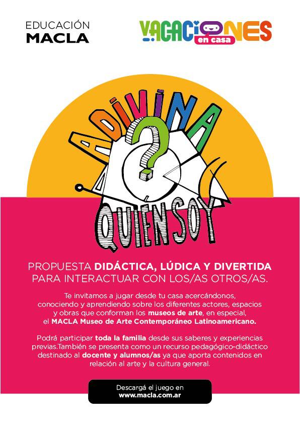 Ya podes descargar el juego "Adivina quién soy" para jugar con toda la familia en estas vacaciones de invierno! Solo tenes que ingresar a nuestra página web ow.ly/DC7650AJ2wQ y hacer click en DESCARGAR JUEGO. A disfrutar en familia!!!
ow.ly/D6FM50AJ2wR
#enelmacla