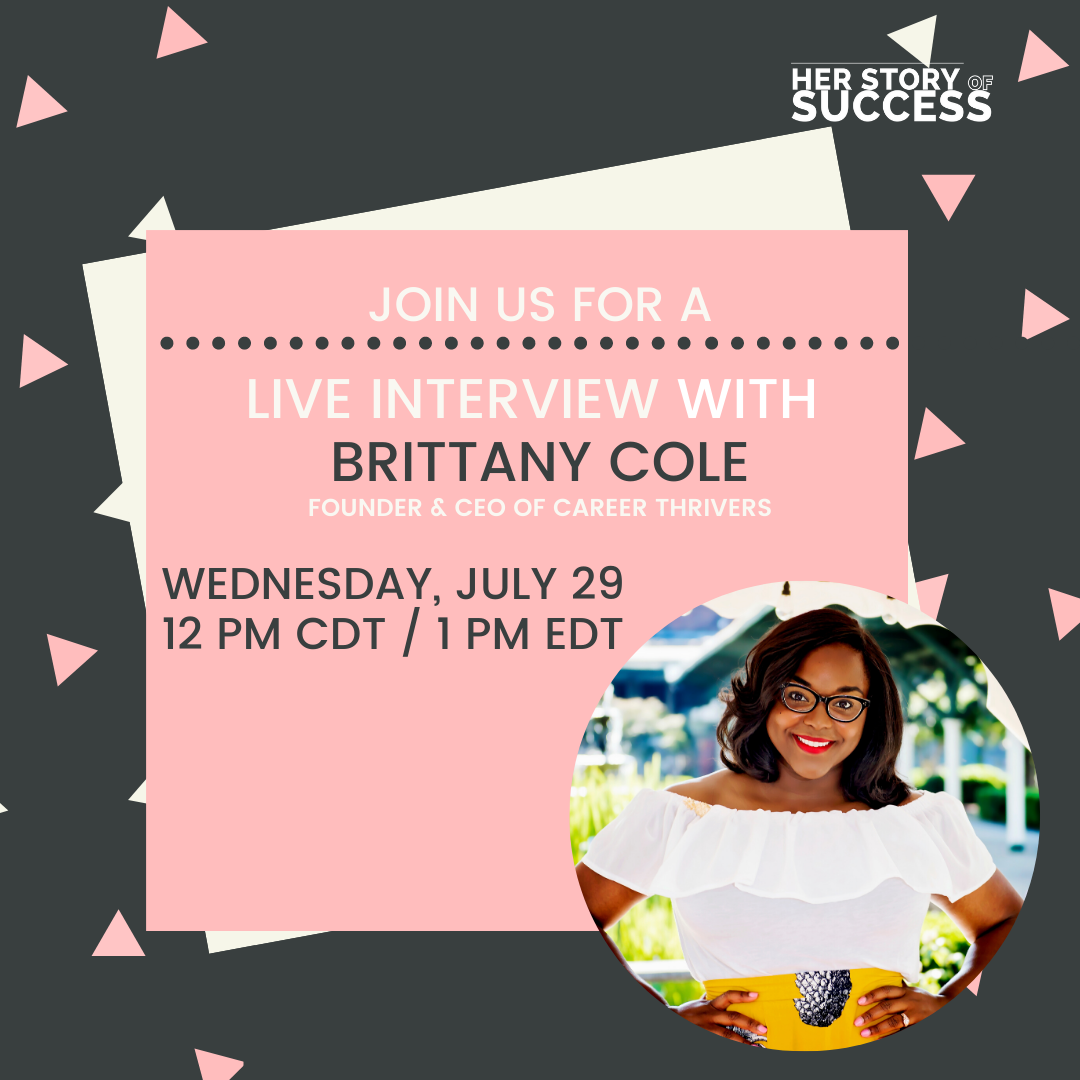 herstorysuccess's tweet photo. We’re going LIVE Wednesday- don’t miss an insightful conversation! Founder and CEO of Career Thrivers Brittany Cole will talk about her journey from an NYC corporate marketing leader to entrepreneur leading others to thrive in their careers.
.
https://t.co/DF6sXlMlx0 https://t.co/7VVX362SVB