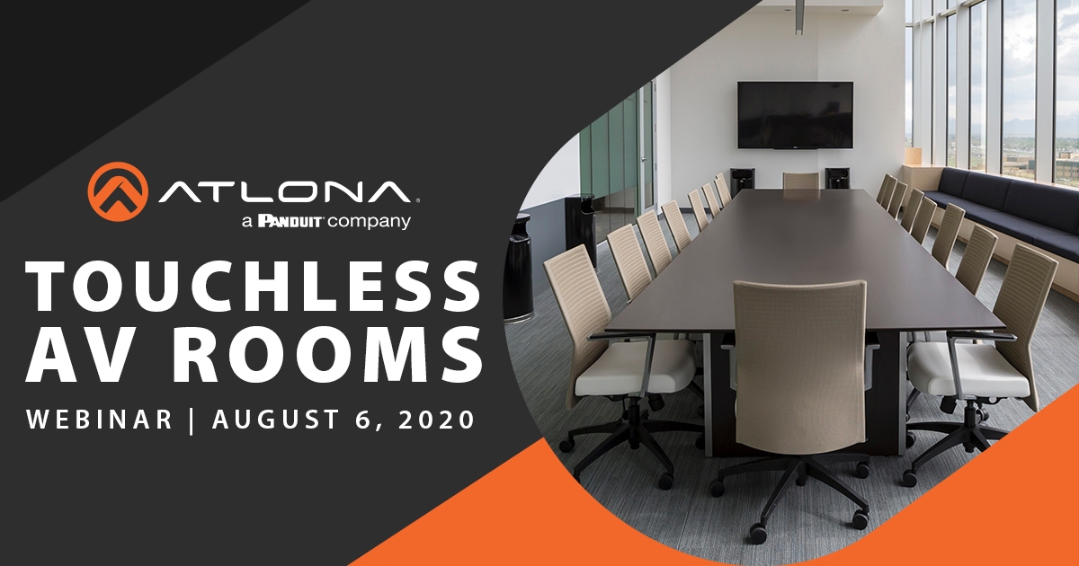 Atlona's tweet photo. Our webinar for "Touch-Free Control Solutions" is on August 6, 2020. Join us for a first-hand look at setting up touch-free AV rooms along with a live demonstration!
Register today: https://t.co/iiMVC7xm8O
#AVTweeps #TouchFreeAV #Collaboraton #ConferenceRoom #TouchlessAV https://t.co/aNxciRhyQA