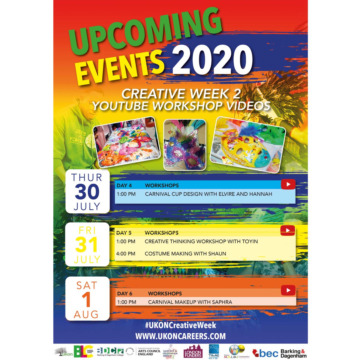 UKONCareers's tweet photo. ๐ฅณWeek 2 Creative Week: Join us from today to design your own simple carnival masks, Carnival Cups & so on๐. You can use materials that you have at home๐
Subscribe to our YT channel so you donโt miss a thing ๐
Use #UKONCreativeWeek so we can see your work.๐จ
#barkingcarnival https://t.co/hJt25Diek5