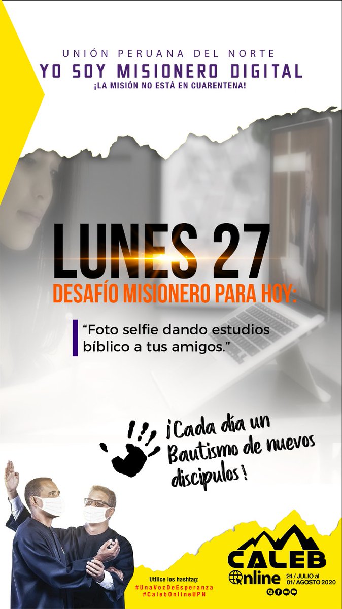 nogueva42's tweet photo. El desafío de hoy 👉🏻 _*Foto selfie dando estudios bíblicos a tus amigos*_ 😀📸 Publica tus fotos con los Hashtags 📌 *#CalebOnlineUPN* y 📌 *#UnaVozDeEsperanza* 📲 Las mejores aparecerán en el #NotiCaleb en el cierre del sábado 1 Agosto. 📸🎥 https://t.co/YUHHX5qg0z