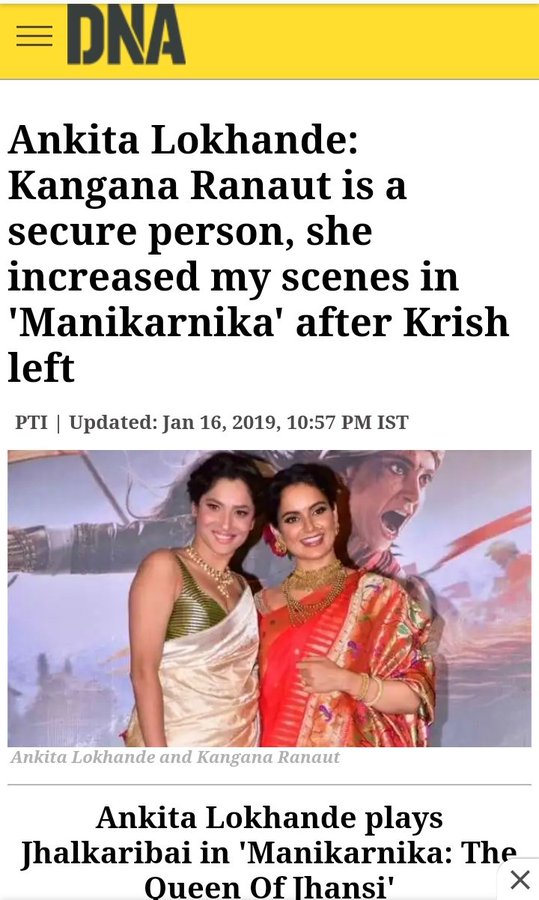 Mishti's role was cut and Ankita's role was increased as Manikarnika's script went thru drastic changes when krish decided to leave. It had nothing to do with Kangana's personal vendetta but more of a creative decision [3/4]
