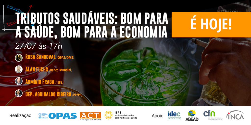 actbr's tweet photo. 🎥 É hoje, às 17h, não perca o webinar internacional que vai debater a tributação de produtos que fazem mal à saúde - como cigarro, álcool e bebidas adoçadas. Com tradução simultânea e transmissão ao vivo no Facebook da @OPASOMSBrasil e no Youtube da ACT: https://t.co/4al08MTOId https://t.co/6QtB3cnlmQ
