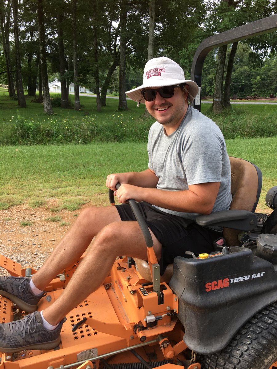 Superintendent on lawn mower before 8 o’clock on campus.   Don’t mind working for bosses like this!!
Drinks water from a water hose!!   Can win with folks like this!!