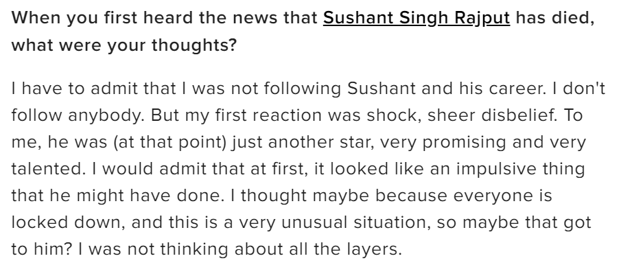 Some people are saying Kangana didn't know Sushant , why she talking ? well 99.9 % people talking about him didn't know him. Kangana never pretended to be his friend unlike many from the first day. She was honest and transparent about how she felt