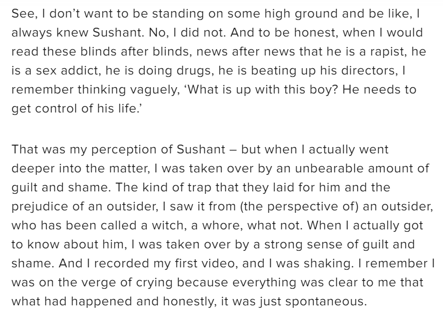 Some people are saying Kangana didn't know Sushant , why she talking ? well 99.9 % people talking about him didn't know him. Kangana never pretended to be his friend unlike many from the first day. She was honest and transparent about how she felt