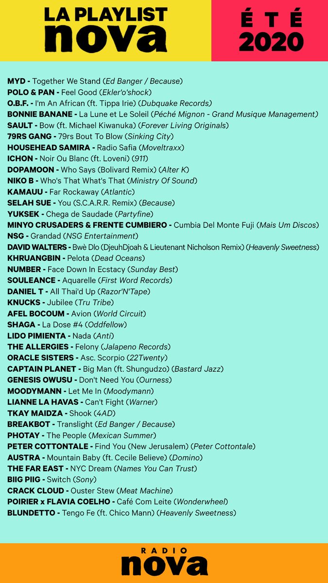 Nous diffusons chaque mois plus de 1500 titres différents, mettant en valeur la diversité des musiques, qu’elles résonnent à Paris ou Brazzaville !

La playlist de l'été met aussi en lumière les artistes de la #scènefrançaise et l’ouverture vers le reste du monde. Stay tuned ☀️🎙️