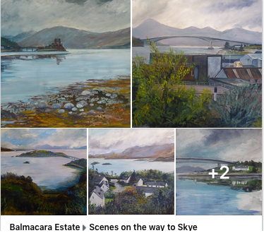 Cindie_Reiter's tweet photo. I’m really excited about being featured in this #onlineexhibition with @nationaltrustforscot #balmacaraestate.  These paintings are some scenes on the way to Skye and will be online for one week. The link is https://t.co/hhJBt6ZorZ https://t.co/Y3yelYnMjC