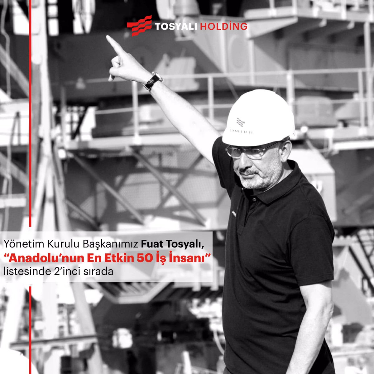 TosyaliHolding's tweet photo. Tosyalı Holding Yönetim Kurulu Başkanımız Fuat Tosyalı, “Anadolu’nun En Etkin 50 İş İnsanı” listesinde 2’inci sırada. #tosyalıholding #FuatTosyalı @EkonomistDergi https://t.co/naS5QzHmXl