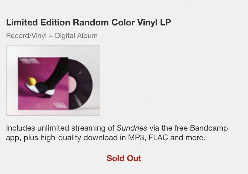 flowercrownpgh's tweet photo. Officially sold out of the our random color vinyl. Very sick that people are still picking it up. We still have a bunch of our regular vinyl up on @Bandcamp tho and they’re still v pretty so snag one if you haven’t already. ❤️ https://t.co/JDZ7OaGlc7