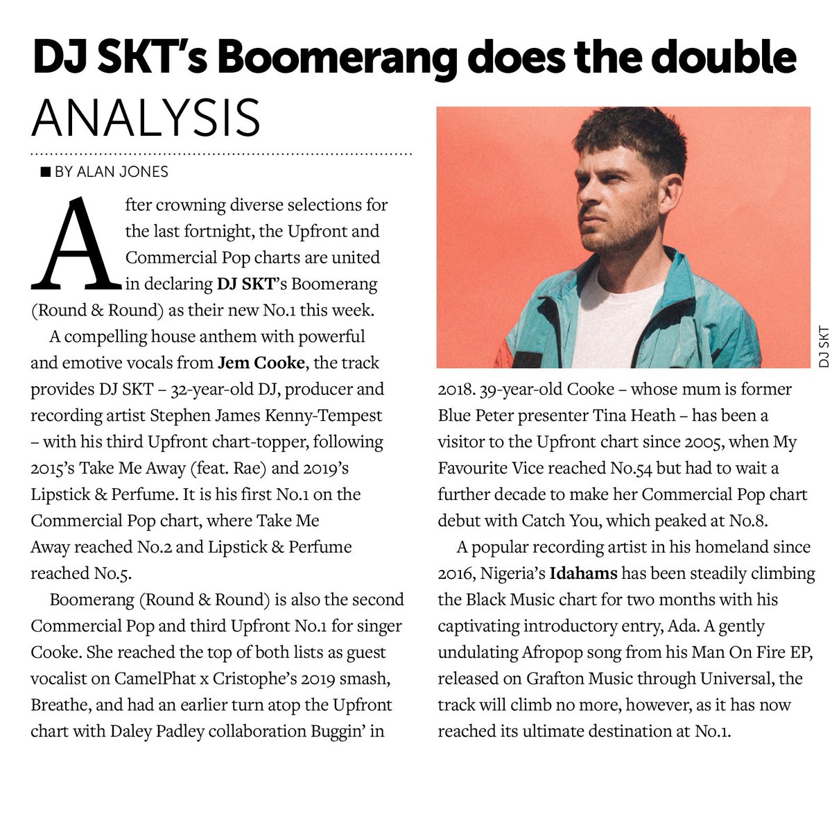 Huge congrats to @djskt &amp; @jemcooke topping both the Upfront &amp; Commercial Pop <a href="/MusicWeek/">Music Week</a> Charts this week 🏆🏆

Big shouts to the promo teams <a href="/ThePowerGroup/">Power Promotions</a> <a href="/YourArmy/">Your Army</a> <a href="/CopmediaUK/">COPMEDIA UK</a> <a href="/ChilliPRTV/">Chilli PR</a> 

And all at the label <a href="/3beatmusic/">3 Beat</a> <a href="/UMusicuk/">Universal Music UK</a> ✈️

#DJSKT
#JemCooke
#MusicWeek
#Number1