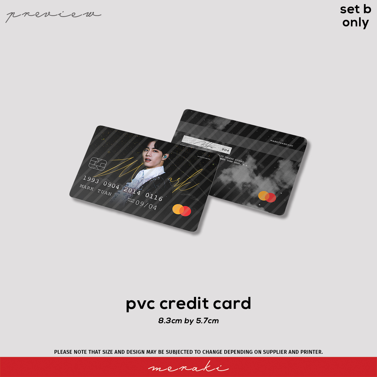 withyoumarktuan's tweet photo. Preview of items available in {meraki} SET B only:

Set A items plus
// pvc credit card
// transparent fan
// magical reflect slogan

Find out more about the project: https://t.co/e70HAtqV34

#MarkTuan #마크 #段宜恩 @mtuan93
#GOT7 @GOT7Official #갓세븐 https://t.co/mVMpVt0Ge1