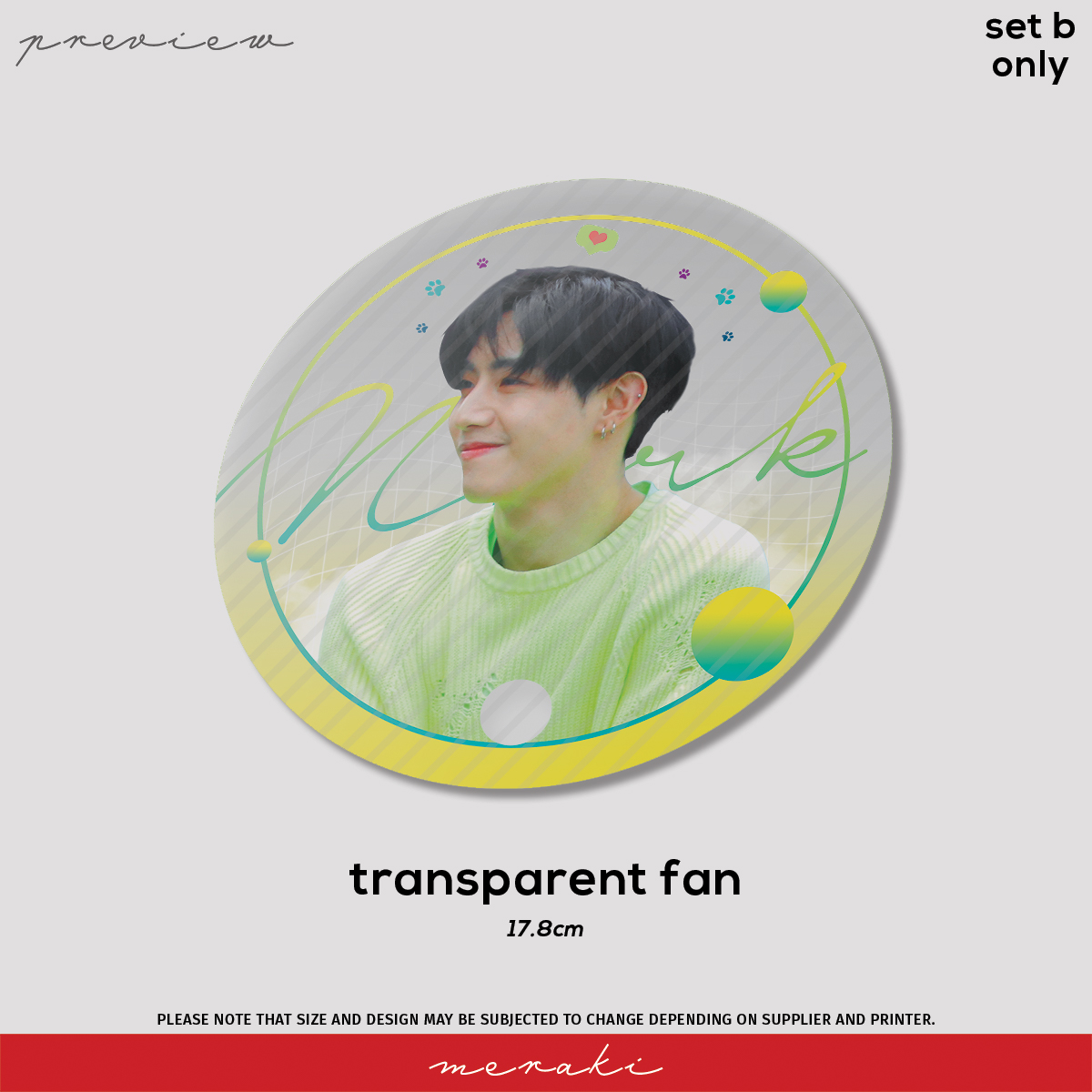 withyoumarktuan's tweet photo. Preview of items available in {meraki} SET B only:

Set A items plus
// pvc credit card
// transparent fan
// magical reflect slogan

Find out more about the project: https://t.co/e70HAtqV34

#MarkTuan #마크 #段宜恩 @mtuan93
#GOT7 @GOT7Official #갓세븐 https://t.co/mVMpVt0Ge1