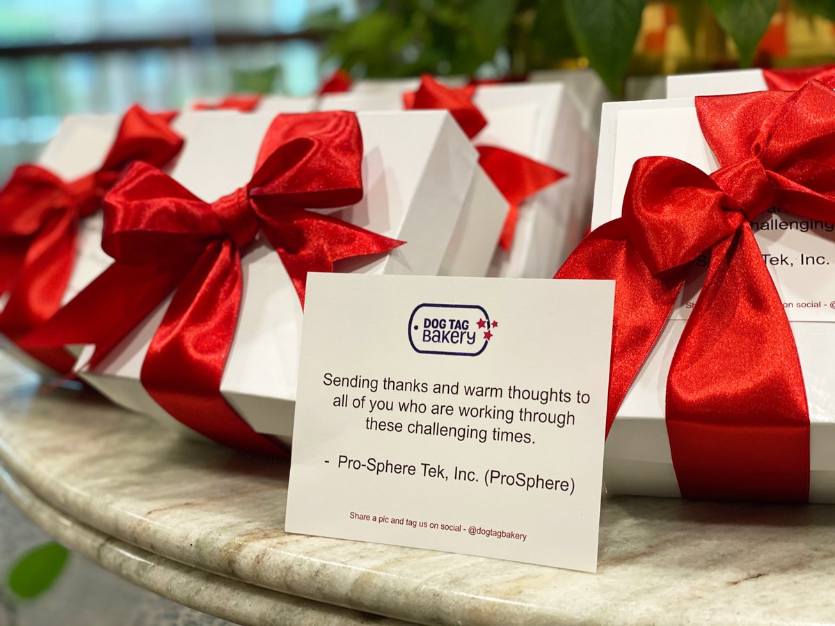 ProSphere1's tweet image. We pride ourselves in supporting Veterans and representing our Core Value of Community Involvement. This month, we partnered with @DogTagBakery to deliver gift baskets to front-line workers at Inova Alexandria Hospital. Learn more about Dog Tag's mission: dogtaginc.org