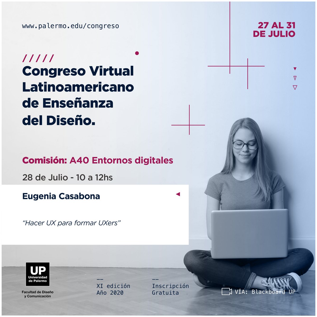 DiploUXR's tweet photo. #DIUXR presente en el Congreso Virtual Latinoamericano de Enseñanza de Diseño, 
Nuestras Coordinadoras @eugecas y @UXangeles van a hablar sobre el desafīo de ser la 1ra formación de posgrado especializada en #UXResearch y cómo fueron adaptando la cursada a los entornos virtuales. https://t.co/0XfF7WLB5s