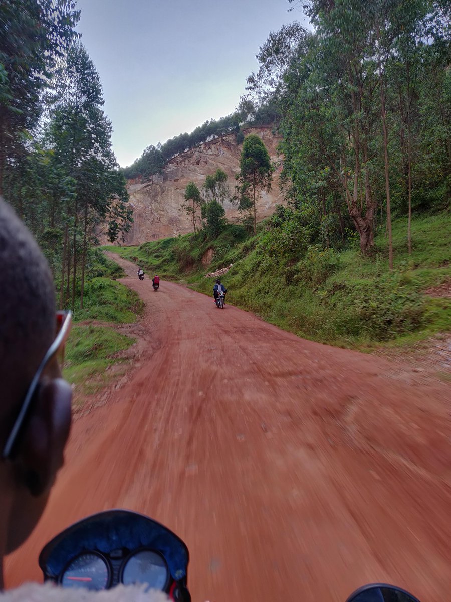 The start of the boda ride after entering the murram road.