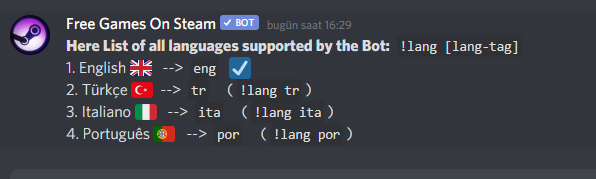 Free Games Codes on X: Free Game Codes Discord Bot now supports  Portuguese 🇵🇹 #discord  / X