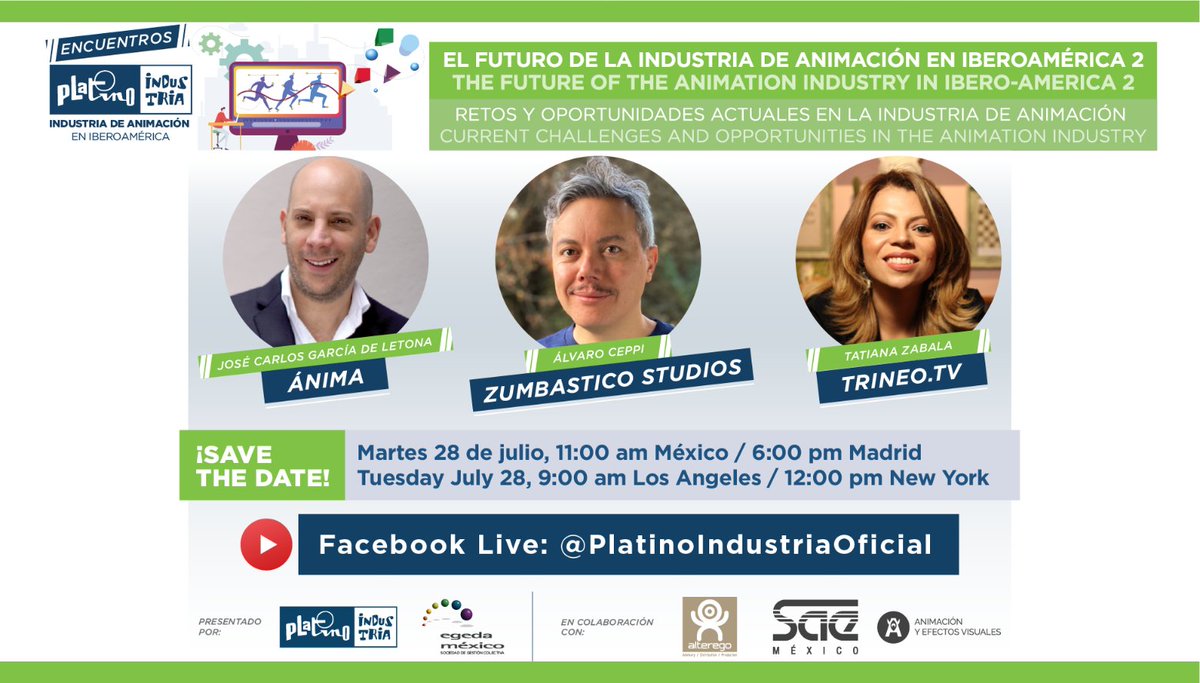 _alteregomedia_'s tweet photo. #EncuentrosPlatinoIndustria
Conéctate este martes 28, 11am México / 6pm España al 3er panel: El futuro de la Industria de Animación en Iberoamérica 2.
Zoom Q&amp;A: https://t.co/cul88GV7vM

Facebook live: @PlatinoIndustriaOficial https://t.co/eiJStUvek7