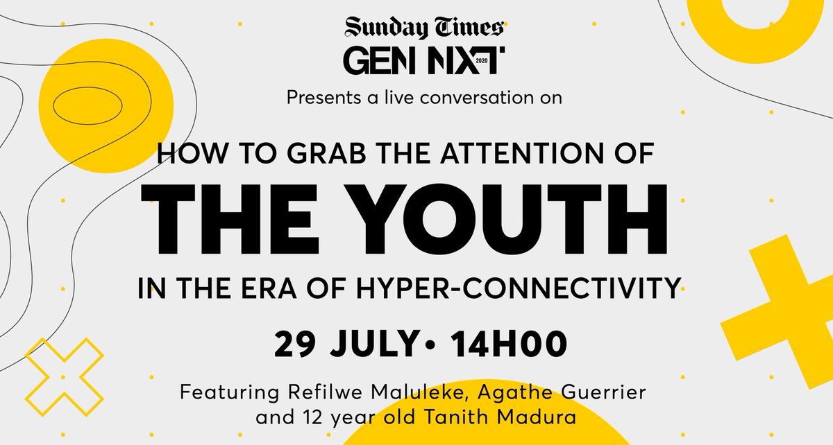 Does your brand need to reach the youth? How is it standing out in the age of hyper-connectivity? 

To find out, join <a href="/Agatheg/">Agathe Gilles</a> (@TBWA Global Co-CSO) 
and <a href="/RMaluleke2011/">Refilwe Maluleke</a> (<a href="/askYellowwood/">Yellowwood</a> MD) on Wed 29 July 2020 | 14h00. 

Book your seat! quicklink.co.za/gennext