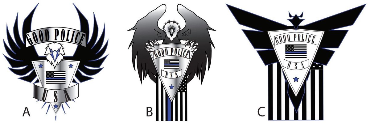 GoodPoliceUSA's tweet photo. Quick poll. A, B, or C #goodpolice 

#logo #sticker #design #eagle #patriot #police #america #usa #texas #shield #helpingothers #protectors #policeforce #watch #patrol #thankyou #service #nonprofit #donate #thinblueline  @bluejelloface https://t.co/0ibyWk5p2i