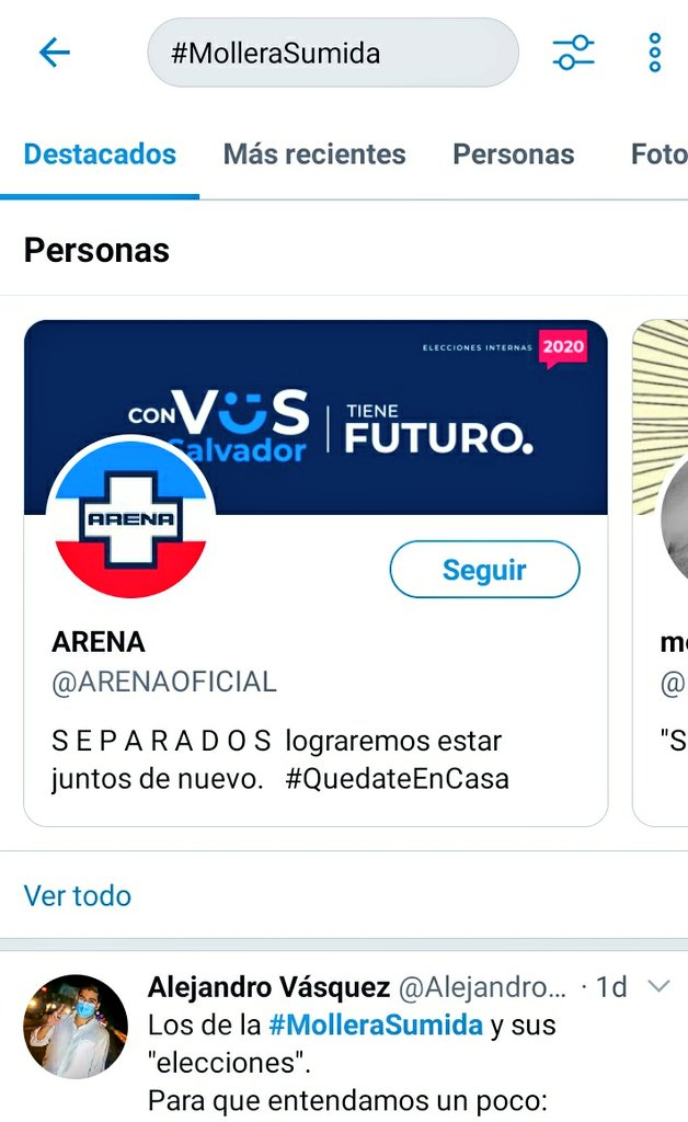 ozcar_n's tweet photo. @nayibbukele
Pones el hashtag #MolleraSumida y el primero que sale es @ARENAOFICIAL 🤣
Ya van a decir que hackearon Twitter para que aparezca así 🤣🤣 https://t.co/zVJN0HOAbf