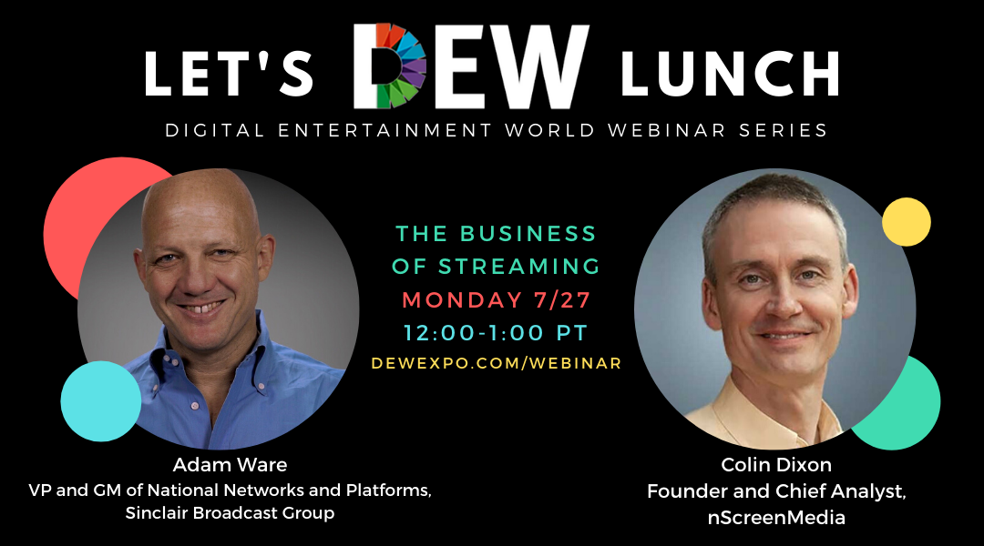 dmwnews's tweet photo. Join us today for #LetsDEWLunch with @WareinLA, VP and GM of National Networks and Platforms, #SinclairBroadcast Group. Hosted by Colin Dixon, Founder and Chief Analyst of @nScreenMedia. Sign up here! https://t.co/se3LdVepkq https://t.co/rk4wjnDFbq