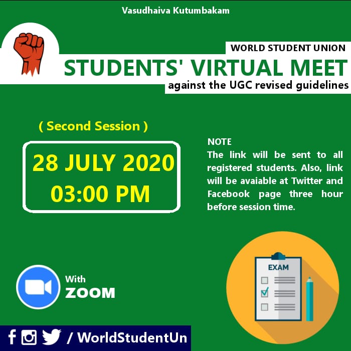 Aarti36259481's tweet photo. Join the session tomorrow 03:00 PM . @WorldStudentUn
#StudentsVirtualRally #SayNoToUGCGuidelines
#HaryanaAgainstExam #CancelExamsInCovid https://t.co/LkLUJKoAul