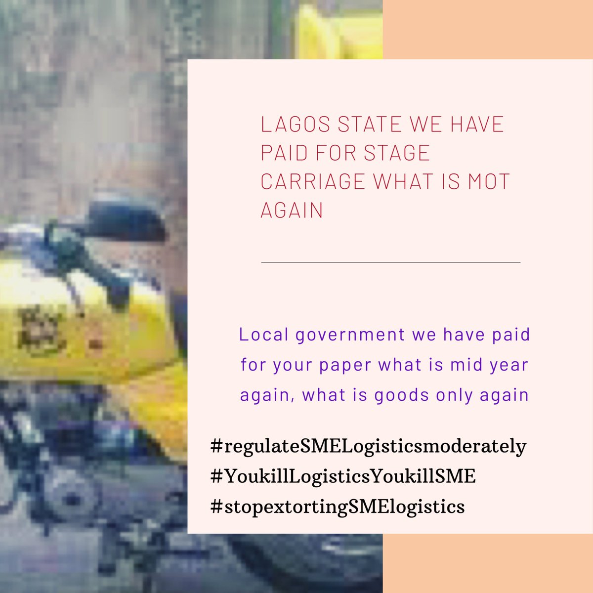 AngelExpressng's tweet photo. #regulateSMElogisticsmidrately #youkilllogisticsyoukillEcomerce #stopextortingSMElogistics https://t.co/DD3PKacsqL