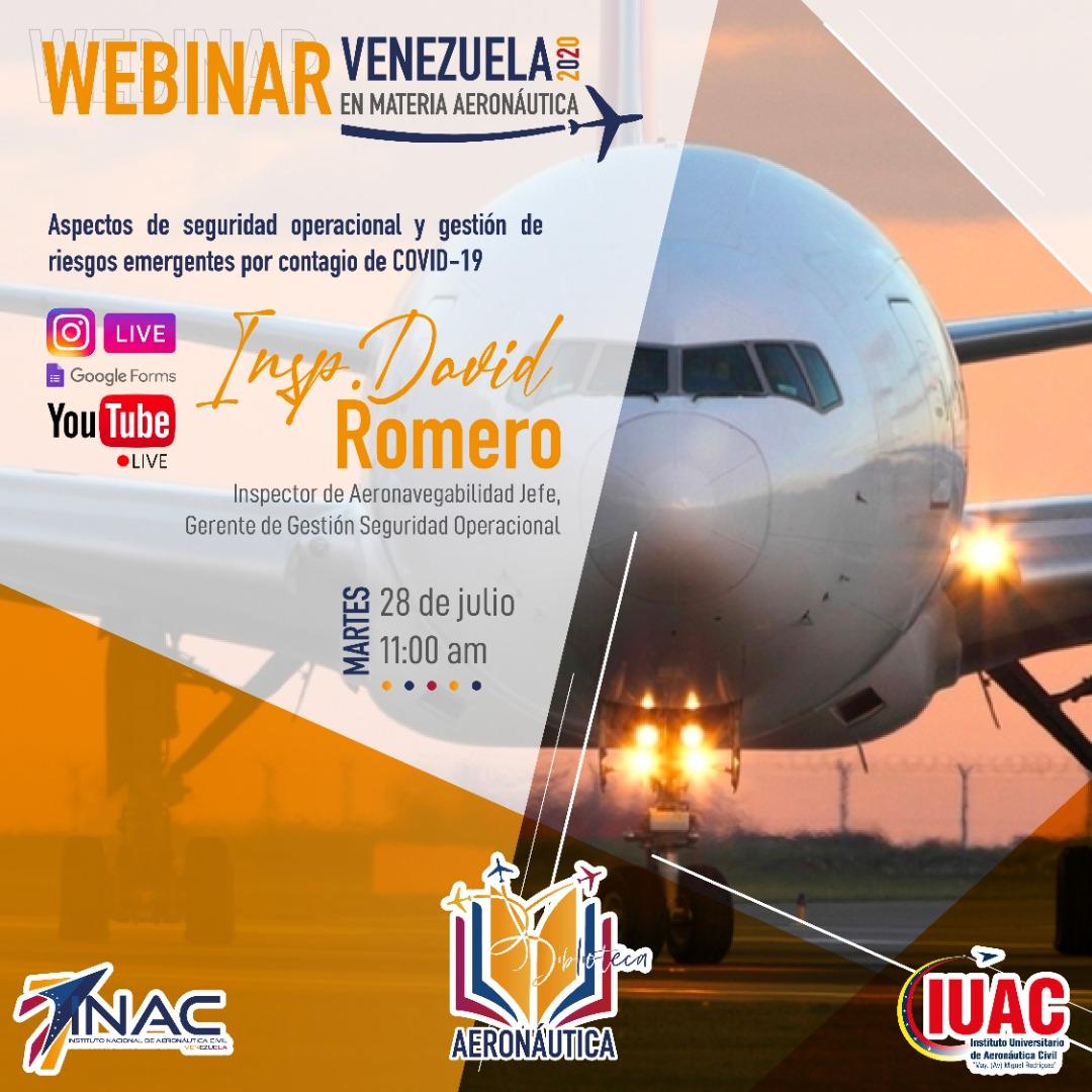 inac_ve's tweet photo. #27Jul || Ya puedes inscribirte en la sexta ponencia en el marco del Webinar en Materia Aeronáutica Venezuela 2020: Aspectos de seguridad operacional y gestión de riesgos emergentes por contagio de COVID-19 ➡️ https://t.co/l6bV8RyCX0 https://t.co/qXiOcvSo9O