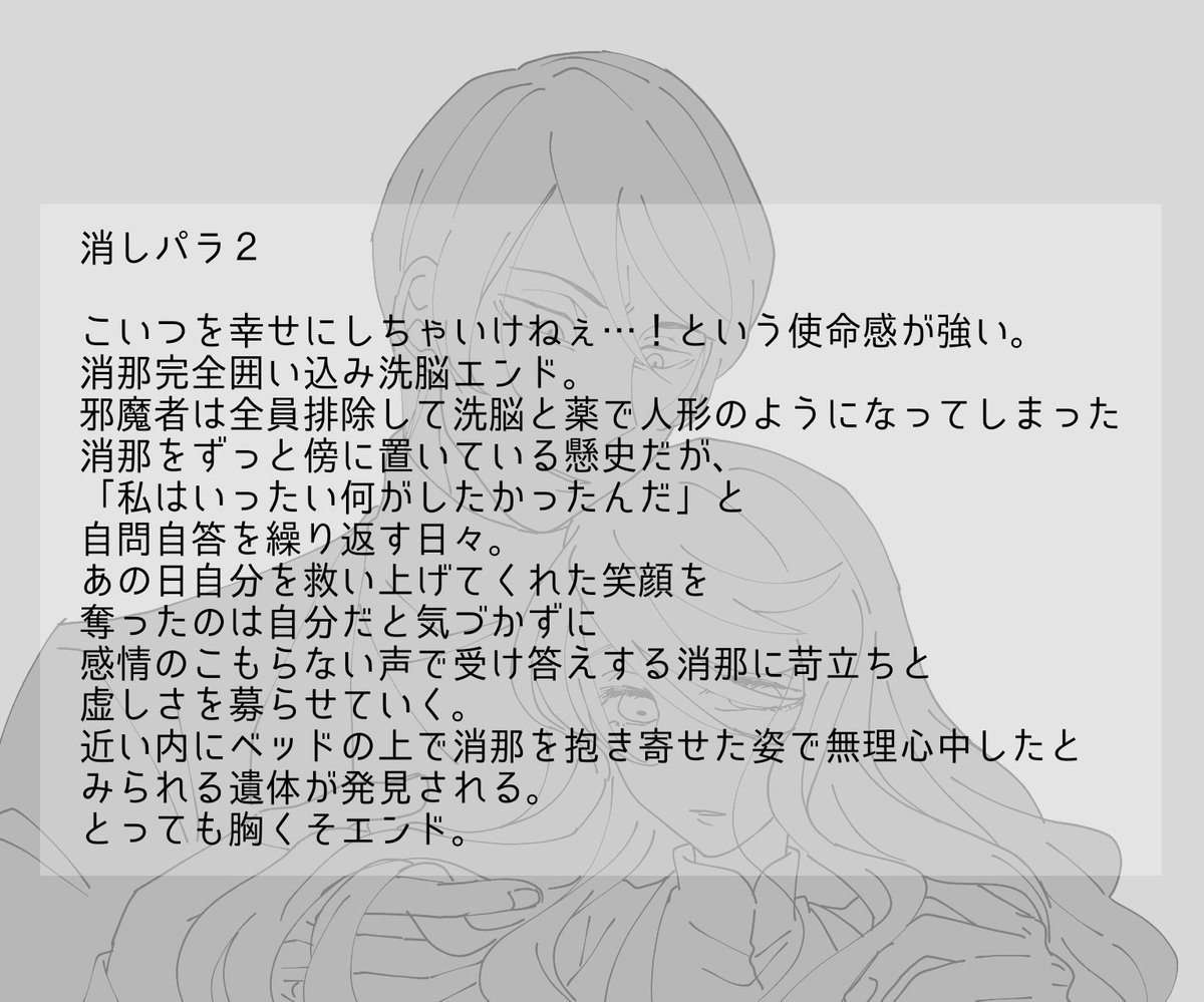 マロリク→「(消しパラの)闇カプverも見てみたいです」
1番幸せからほど遠いカプって事でいいんかな?

1から順にいきます～!

#消しパラ 
