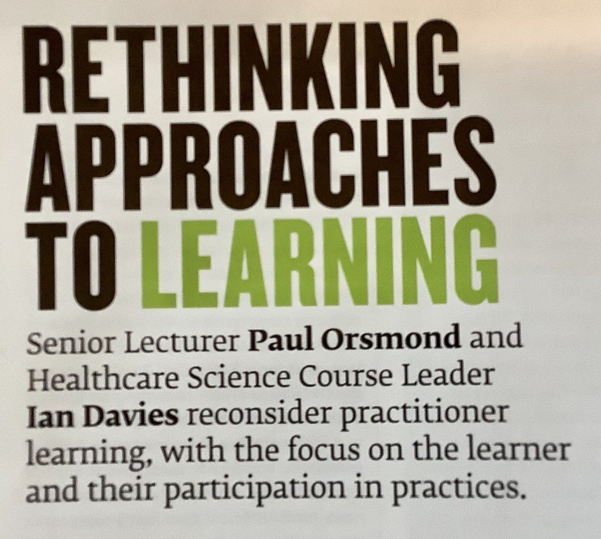 StaffsBMS's tweet photo. What has the #BiomedicalScience response to #COVID_19 told us about our approach to learning? In this month’s @IBMScience #BiomedicalScientist @paul_orsmond and I discuss how important participatory learning is in developing a resilient and agile pathology response... https://t.co/80QMgPpxzx