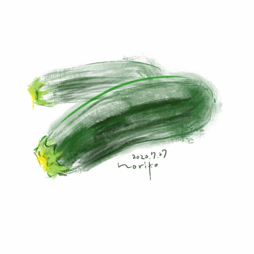 のりこ Zucchini ズッキーニ 夏野菜 野菜 Vegetable Akane Art イラスト Illustration 0727 Drawing Art Painting Procreate 一日一絵 Onesktchaday Onedrawingaday 365drawings T Co Bze4zt5rqb T Co Lro3nvqh6x