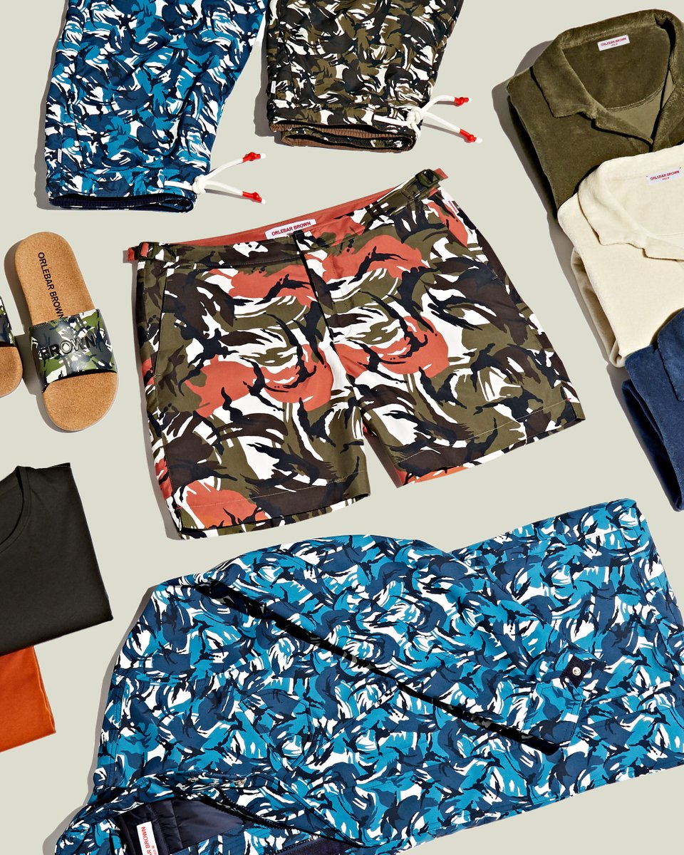 OrlebarBrown's tweet photo. Time for a beach style refresh? Gear up for the season ahead with new Beach Camo, our boldest capsule yet. Our stand-out Camo print features on swimwear, footwear and outerwear within the assortment. 
Shop now: https://t.co/aCxzPTHHox
#DoseofSun #OBsAroundTheWorld #OrlebarBrown https://t.co/B7toGvCgiW
