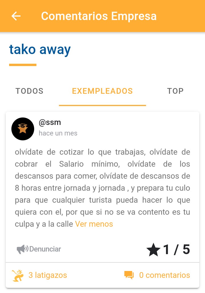 JobsticeOficial's tweet photo. Experiencia en "Tako Away" recibida a través de nuestra app.
No se puede decir más con menos palabras.
#SlaveJob #Precariedad #TakoAway https://t.co/ZE2Locq9CW