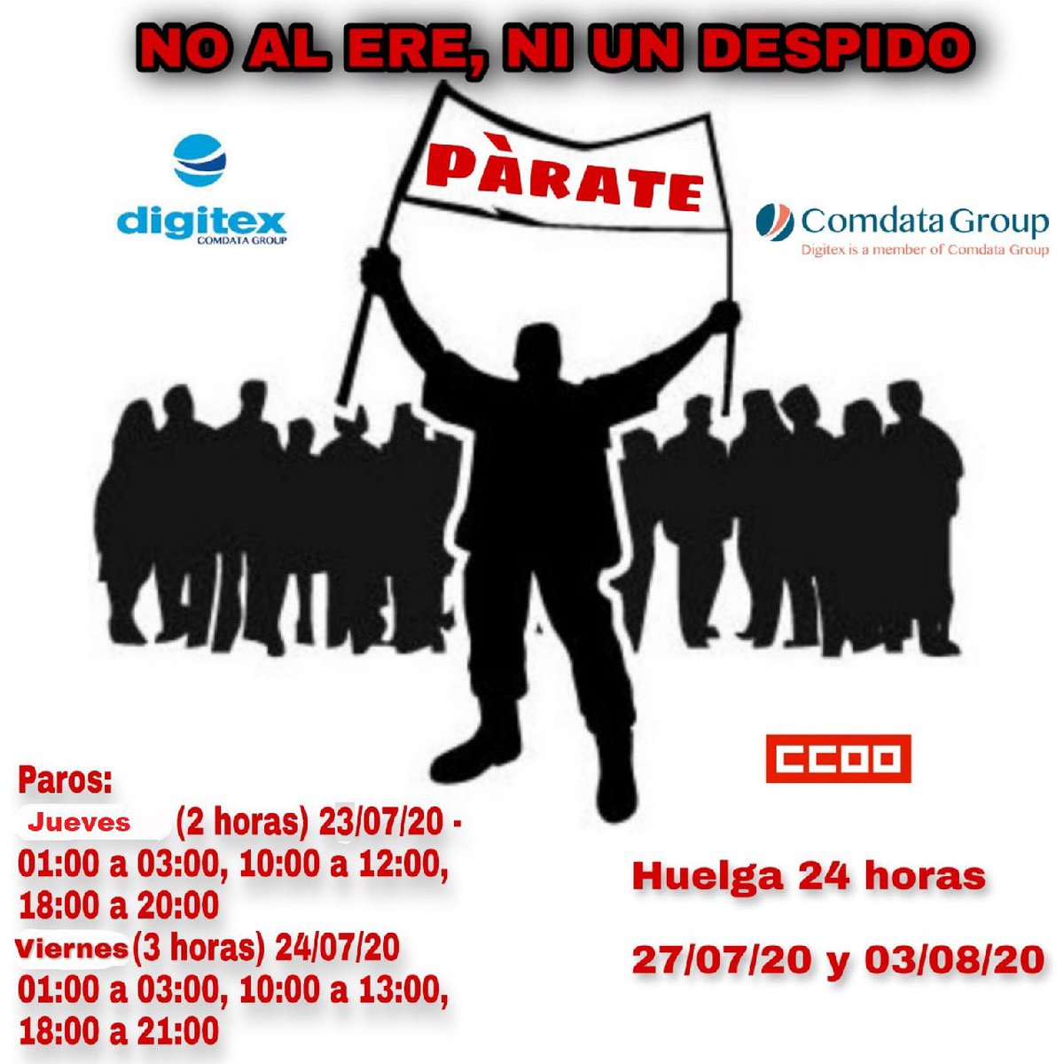 ccoo_serveiscat's tweet photo. Mobilitzacions a #Digitex‼️

@CCOO ✊
contra els 451 acomiadaments a #ComdataGroup

Avui ‼️ VAGA 24 hores
#NOalEREaDigitex
#NOalEROaDigitex
#NOmásDespidosEnDigitex
#NOalsAcomiadamentsDigitex 

https://t.co/wqh5LOpy0c https://t.co/sFl36lARZP