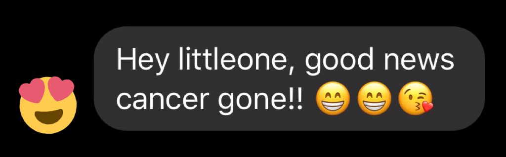 Charalanahzard's tweet photo. Probably one of the best messages I’ve ever received. 
My dad beat cancer 🤍. https://t.co/OG8T1cyWyr