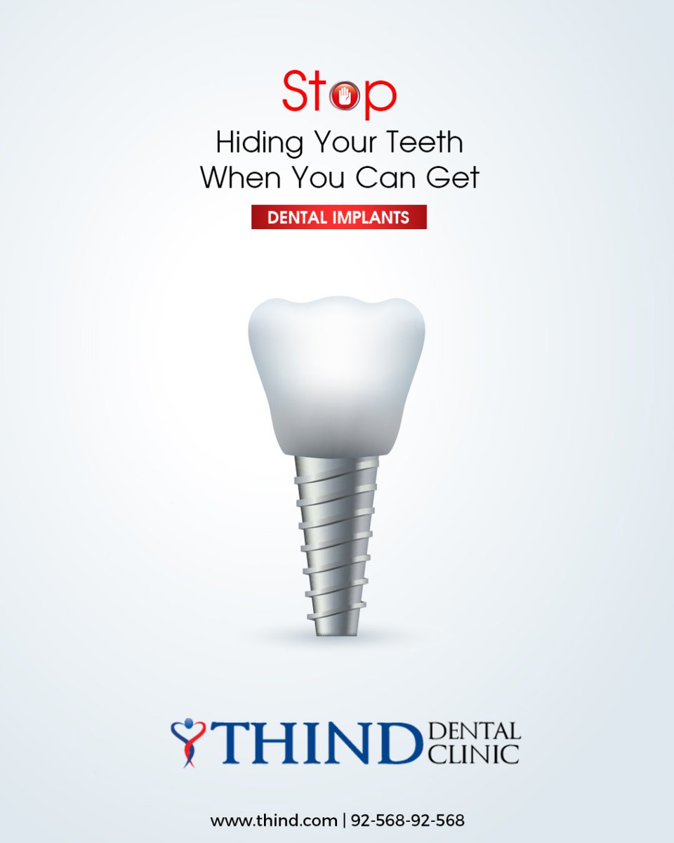 ThindClinic's tweet photo. Stop hiding your teeth, when you can get your dental implant treatment done at the Thind Dental Clinic.😊

~Smile &amp; Shine~
.
.
What are you waiting for ? Book your appointments now: 92568-92568

#thinddentalclinic #dentistry #consultation #givesmile #happiness #dentalcheckup https://t.co/NJDTR0HDpW