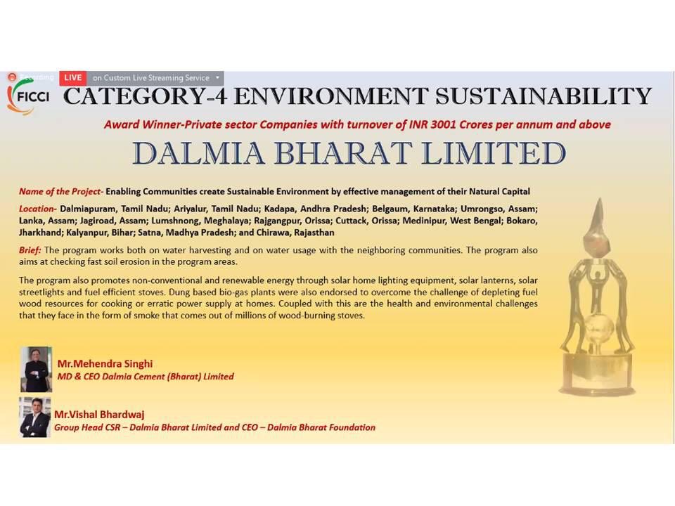 Dalmia_DBF's tweet photo. Mr. Mahendra Singhi, MD &amp; CEO,@MyDalmiaCement &amp; Mr. @vishaalbhardwaj Group Head, CSR @DalmiaBharat &amp; CEO @Dalmia_DBF today received the prestigious @FicciCSR Award for Environment Sustainability FY’19 from Mr. @ianuragthakur Minister of State for Finance &amp; Corporate Affairs, GoI. https://t.co/MrwFkqEhwp